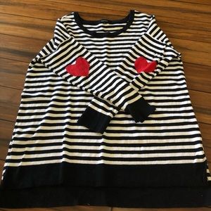 Stripped Sweater with Heart Detail